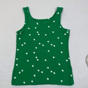 Old Navy Green Tank Top with White Floral Pattern